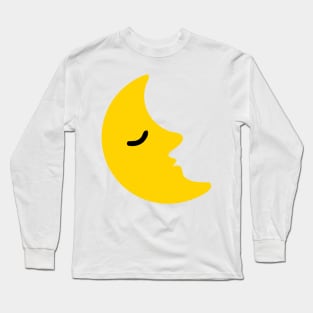 Sleeping Moon Emoticon Long Sleeve T-Shirt